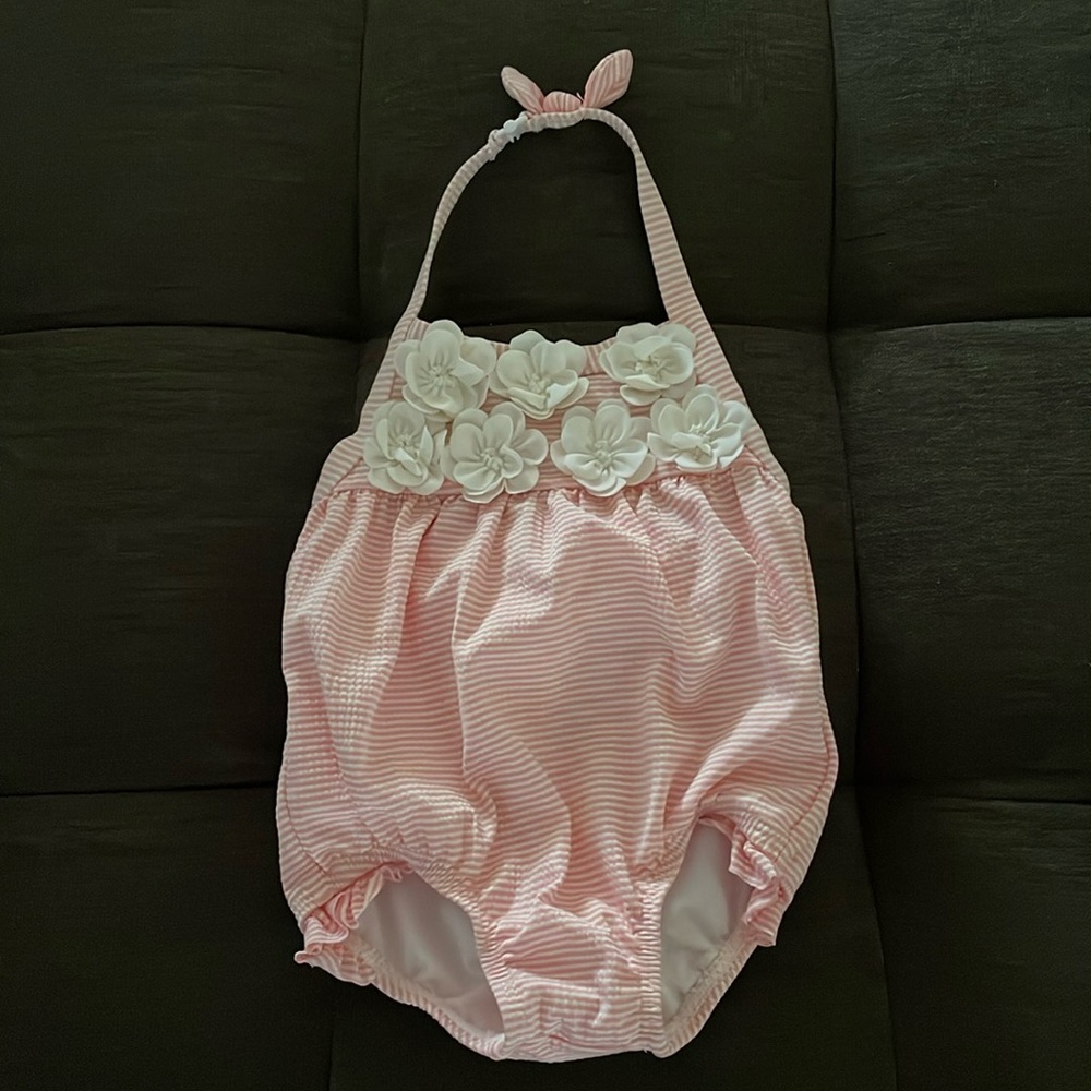 Cute Seersucker Baby Girl Bathing Suit 6-12 months Janie and Jack